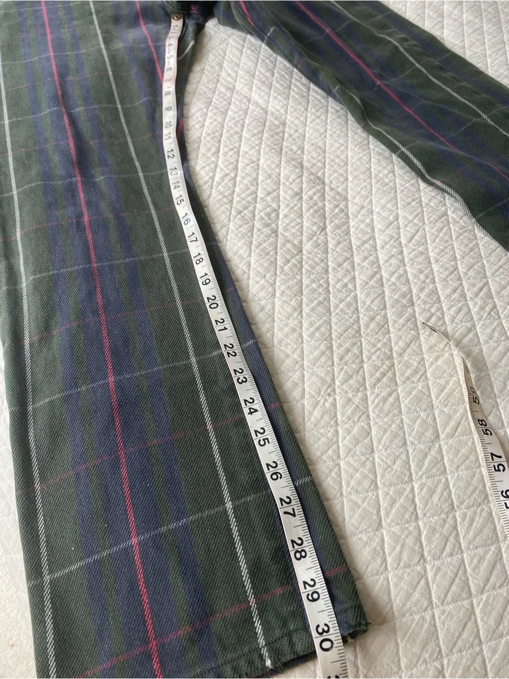 VTG Polo Ralph Lauren Varick Slim Straight Green Plaid Tartan Pants Preppy 32x30